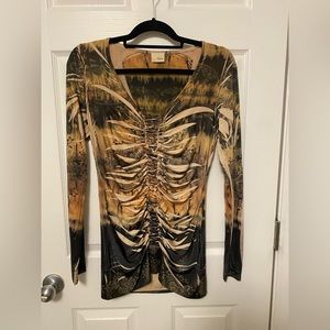 🤎🖤 Daytrip Ruched Abstract Long Sleeve Dress 🖤🤎